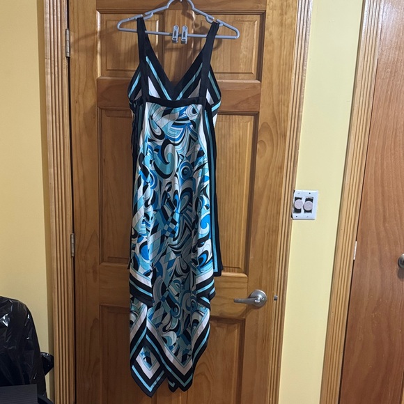 MICHAEL Michael Kors Asymmetrical scarf Dress in Blue and Black - Picture 5 of 5